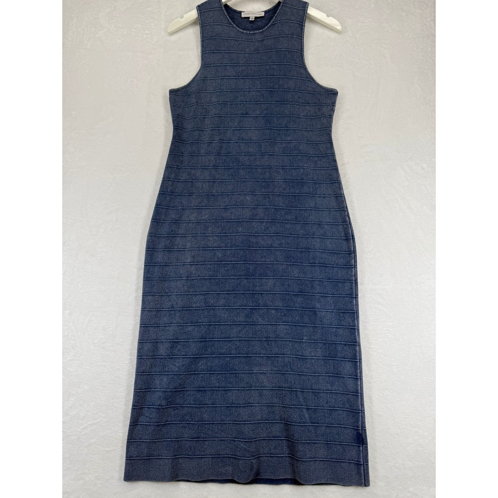 Torn by Ronny Kobo Jazmine Dress Blue Ribbed Knit‎ Racerback Bodycon Midi Large